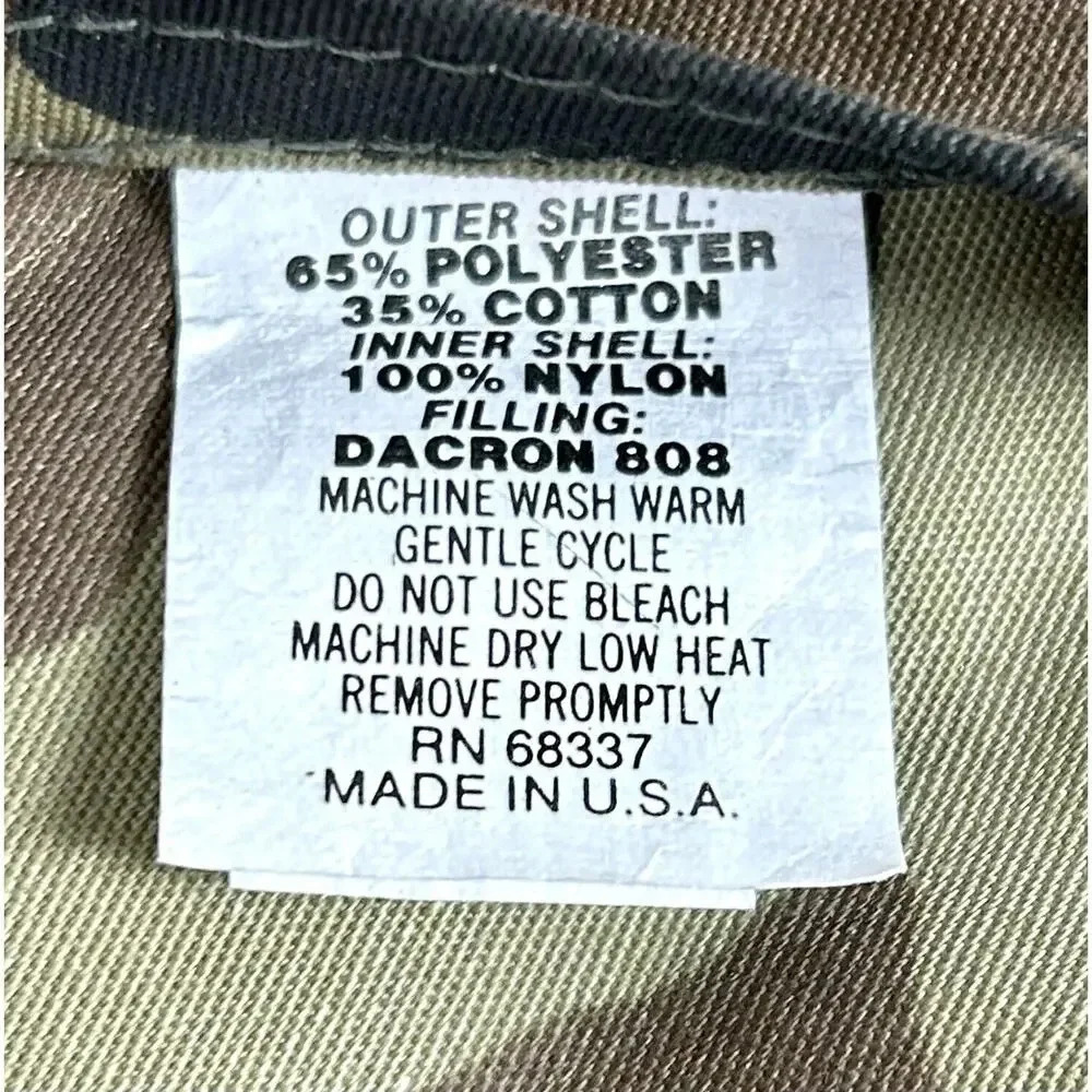 Vintage Camouflage & Orange Thin Puffer Vest Men’s M Hunting Fishing Fall USA - Picture 6 of 10